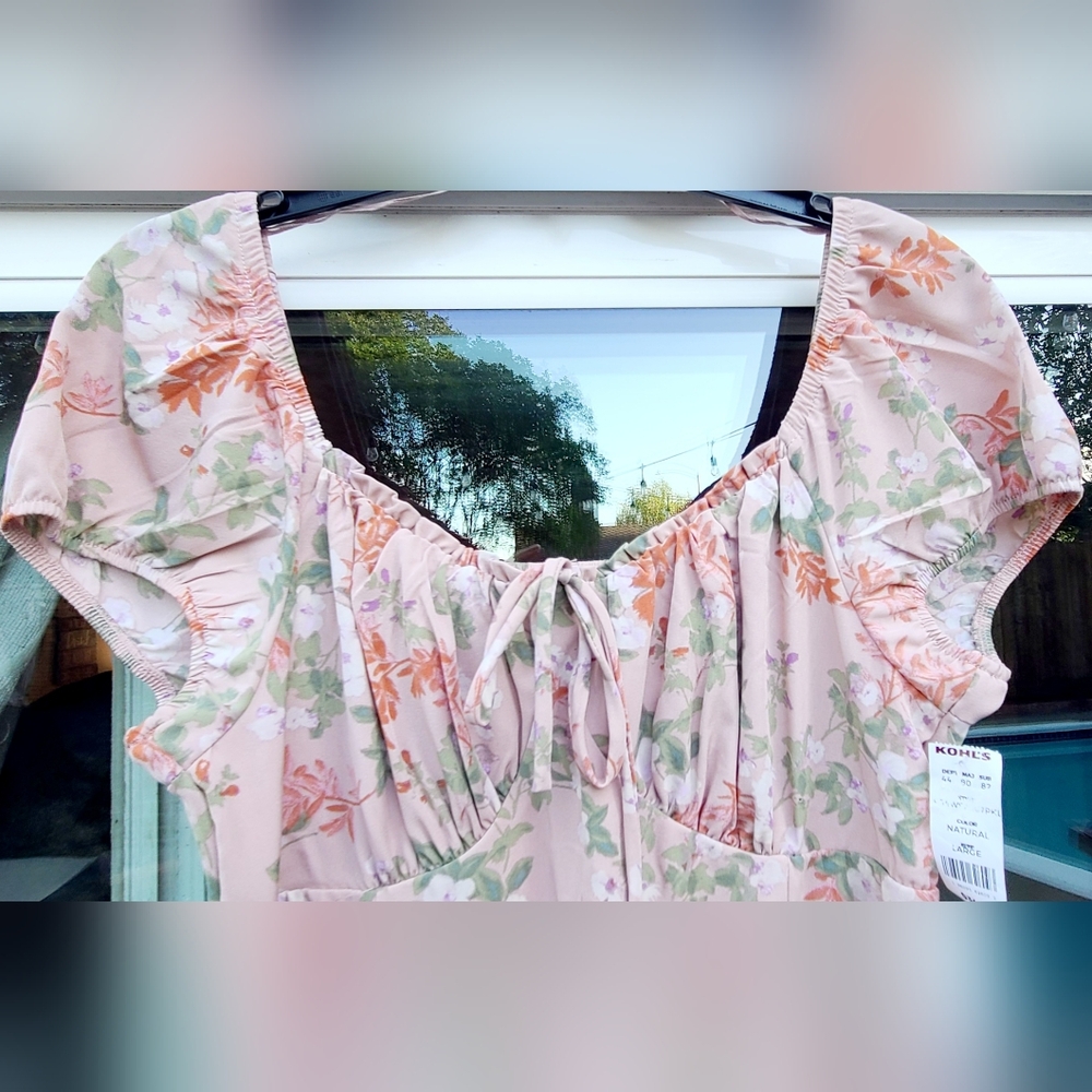Pink Republic Floral Peasant Mini Dress β Size Large - Picture 7 of 17